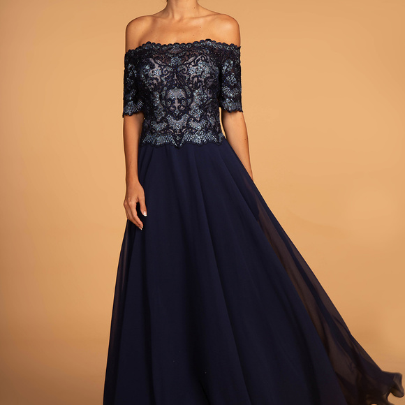 Off-the-Shoulder Chiffon Long Dress GL2525